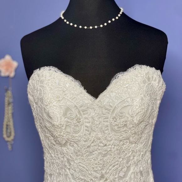 Allure Bridal White Ball Gown Sweetheart Strapless Mid Back Size 8 Free Shipping - Picture 2 of 14